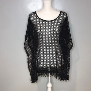 Forever 21 Black Chunky Crochet Pancho